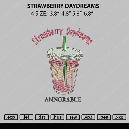 Strawberry Daydreams Embroidery File 4 size