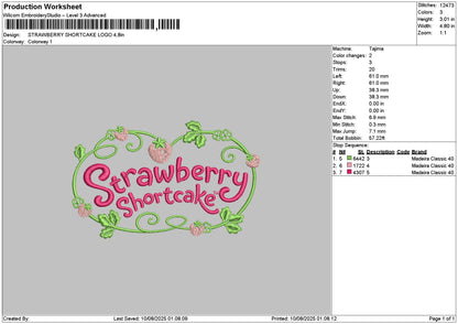 Strawberrytext 1008 Embroidery File 6 sizes
