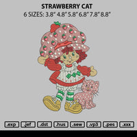 Strawberry Cat Embroidery File 6 sizes