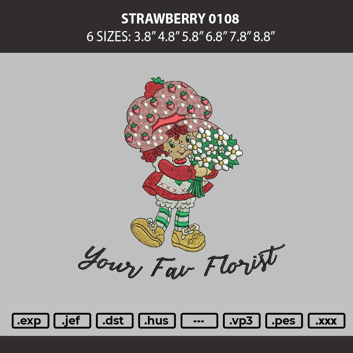 Strawberry 0108 Embroidery Machine Design File 6 sizes