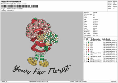 Strawberry 0108 Embroidery Machine Design File 6 sizes