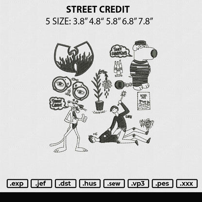 Street Credit Embroidery File 5 sizes