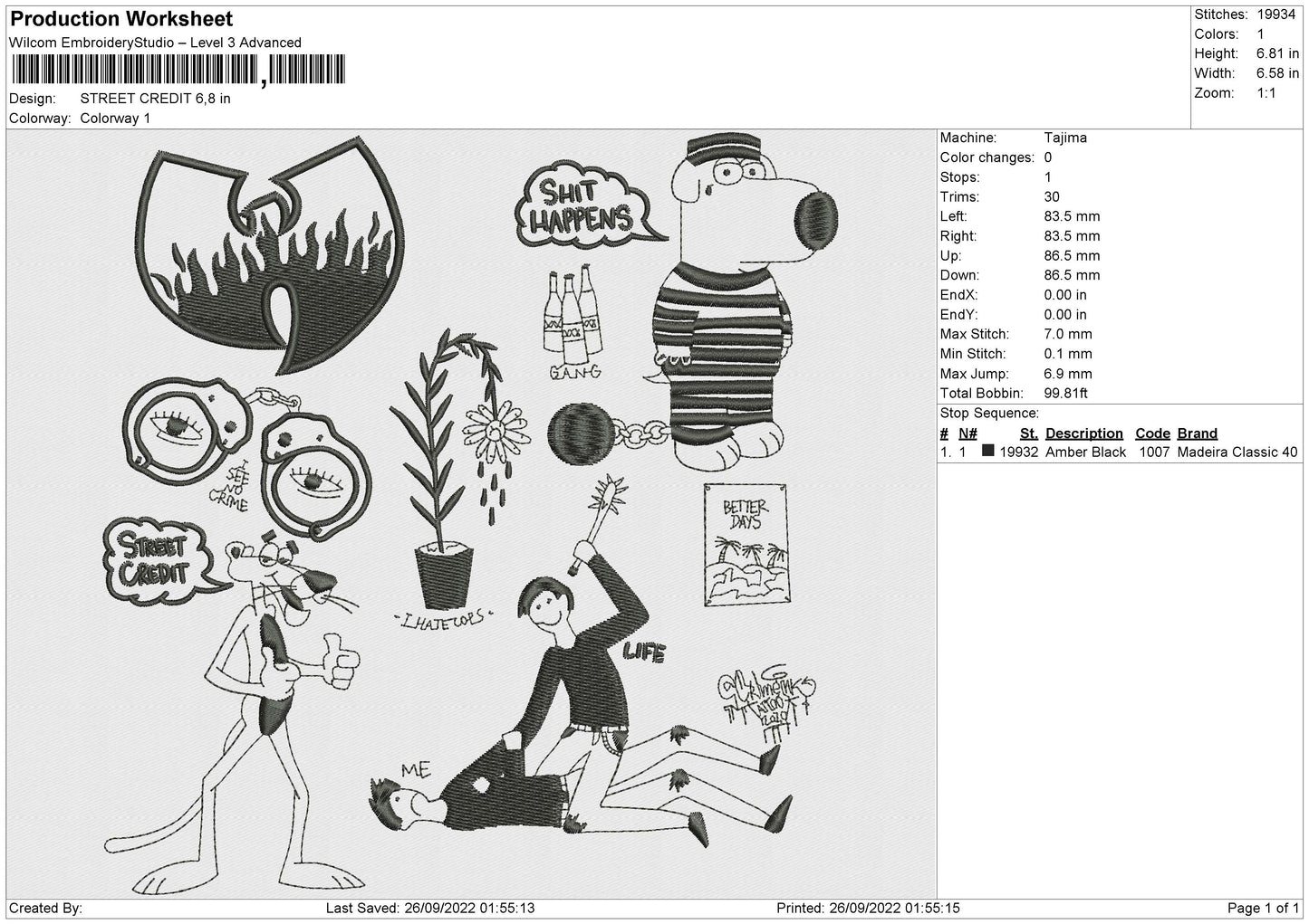 Street Credit Embroidery File 5 sizes