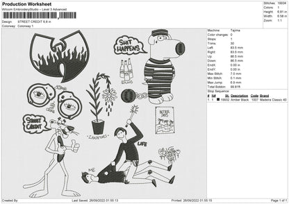 Street Credit Embroidery File 5 sizes