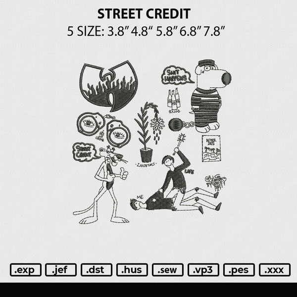 Street Credit Embroidery File 5 sizes