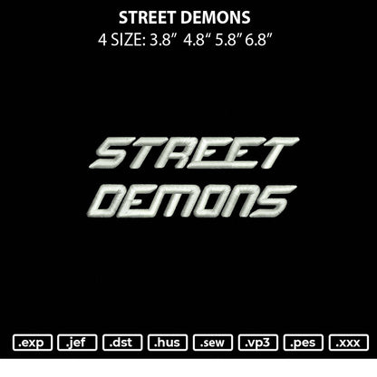 Street Demons Embroidery File 4 size
