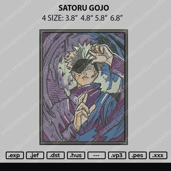 Saturo Gojo Embroidery File 4 size