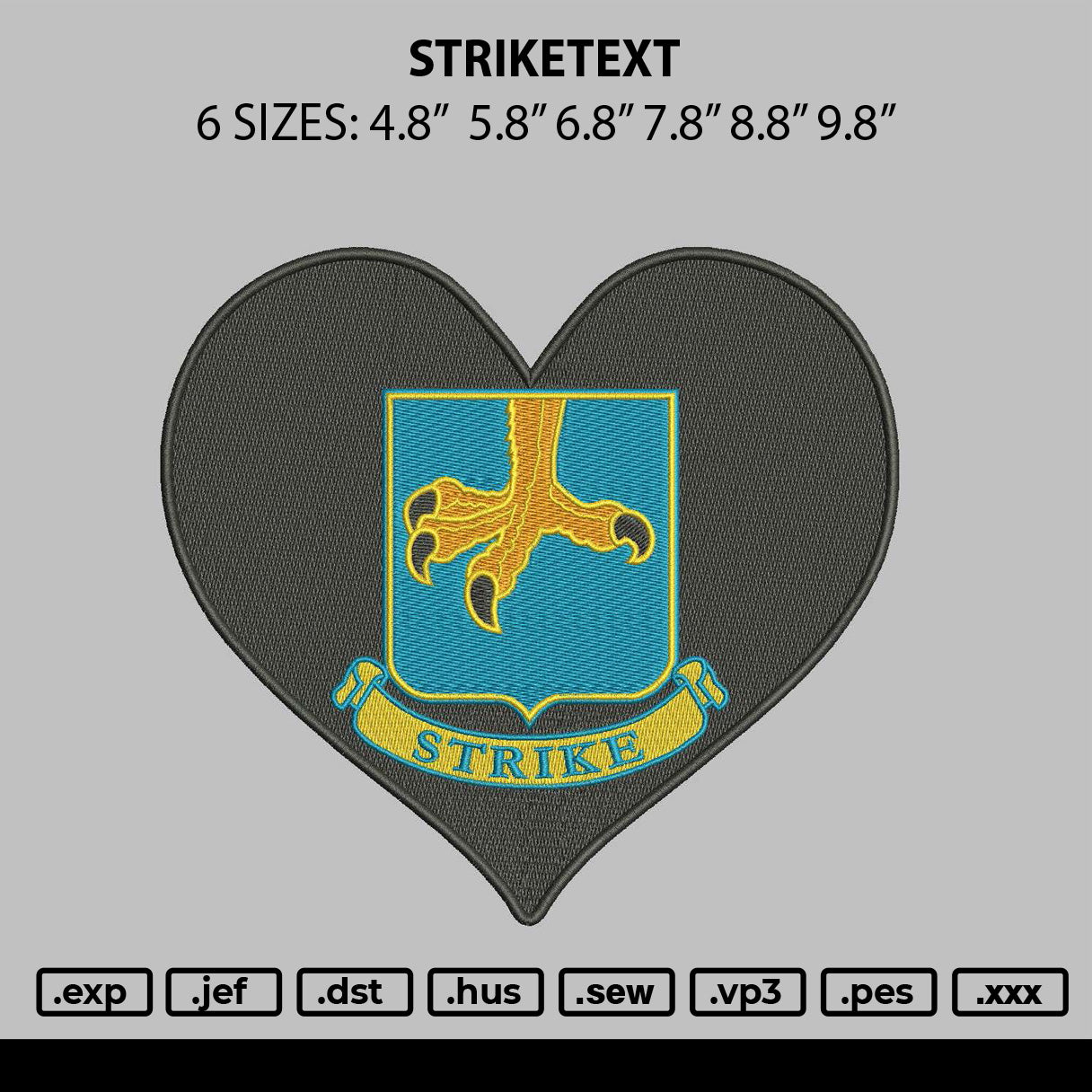 Striketext Embroidery File 6 sizes