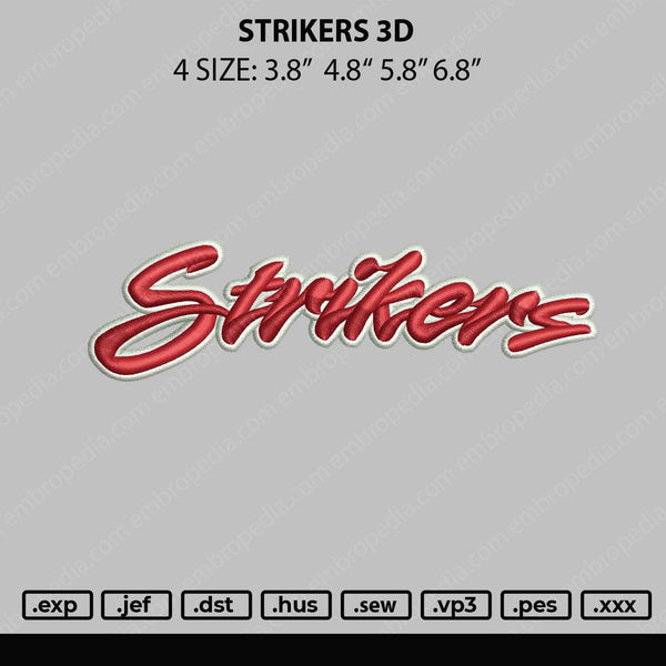 Strikers 3D Embroidery File 4 size