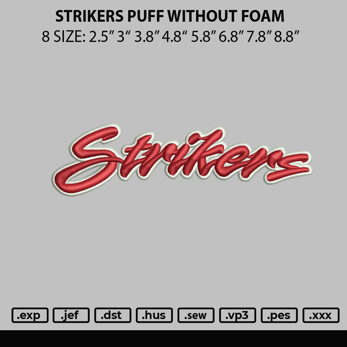 Strikers Puff Without Foam Embroidery File 6 sizes
