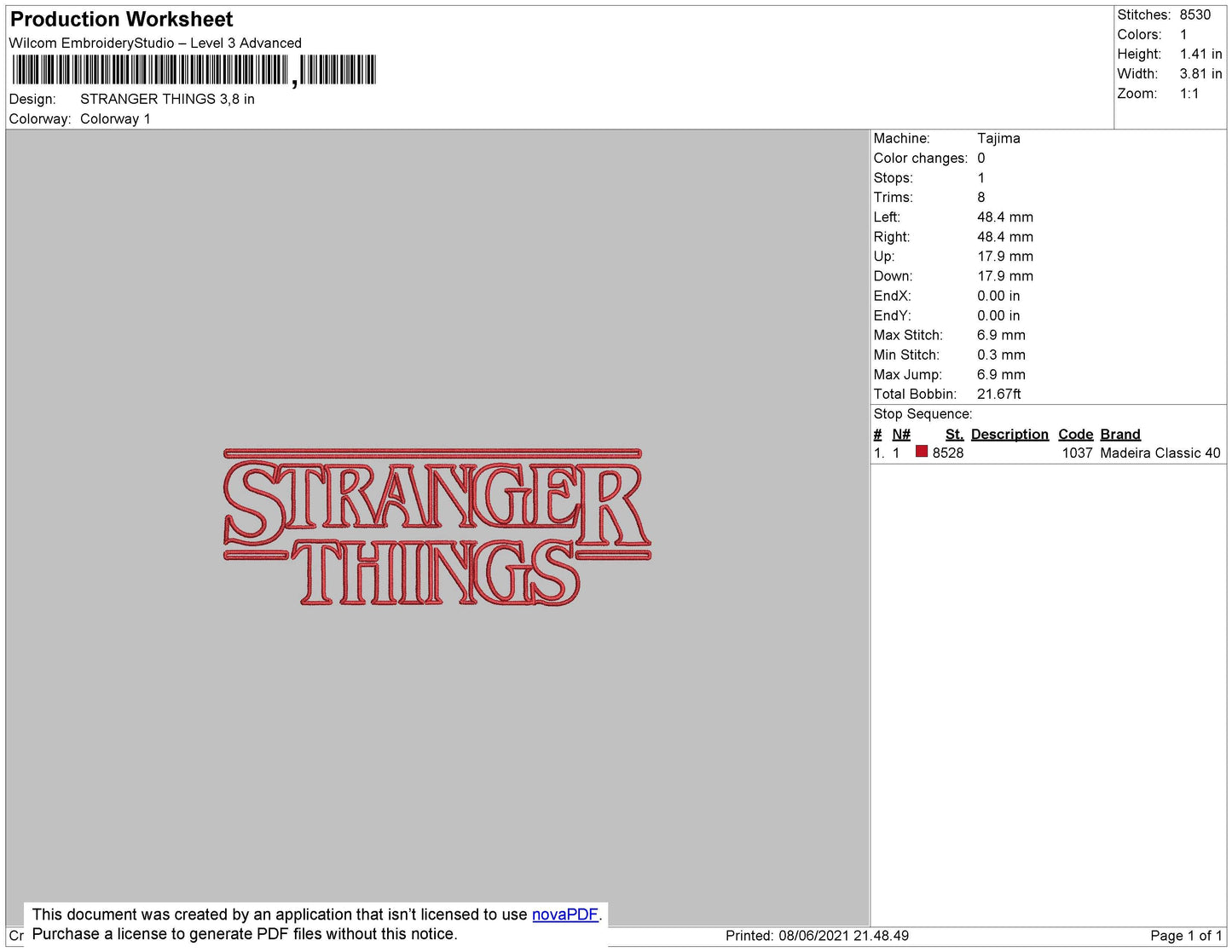 Stranger Things Embroidery File 4 size