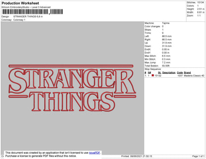 Stranger Things Embroidery File 4 size