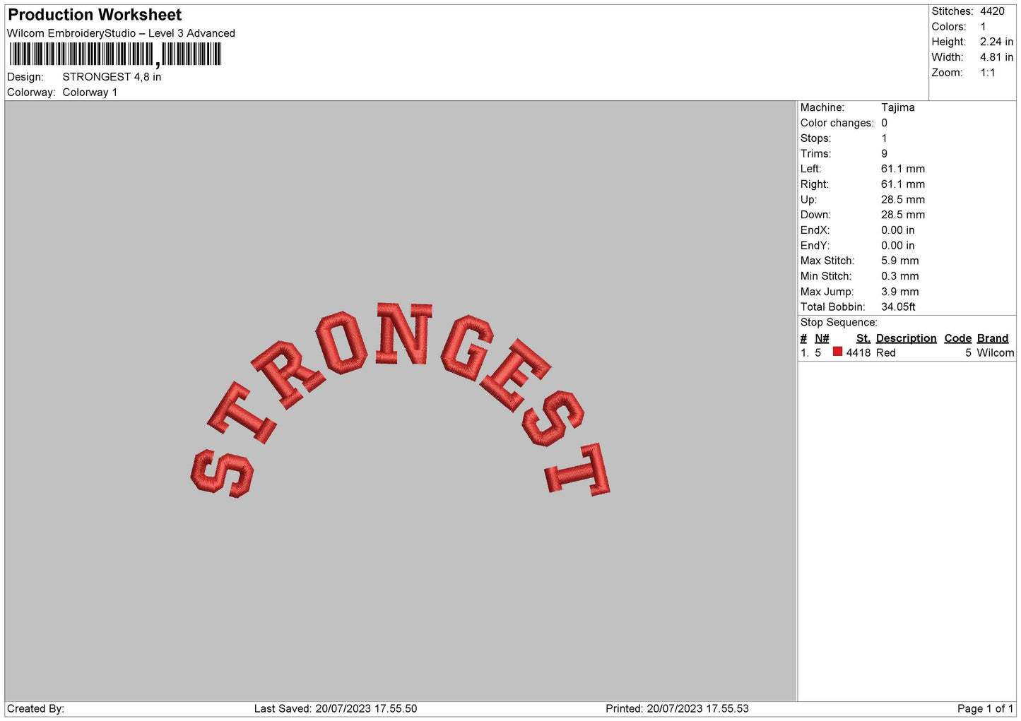 Strongest Embroidery File 6 sizes