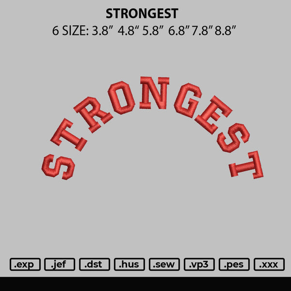 Strongest Embroidery File 6 sizes