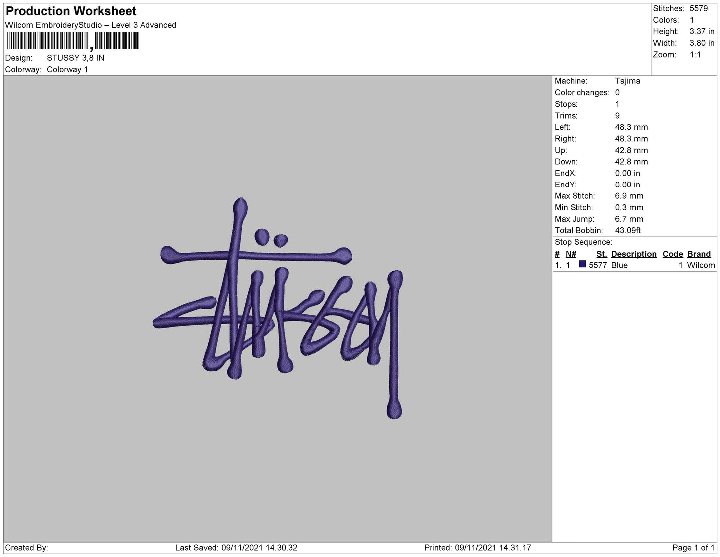 STUSSY Embroidery
