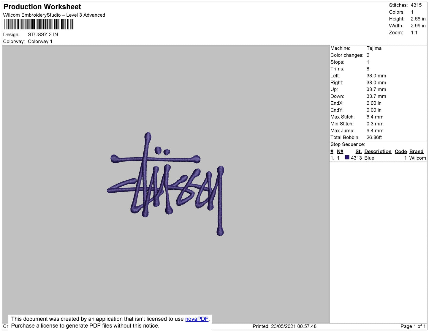 Stassy Embroidery File 4 size