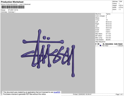 Stassy Embroidery File 4 size