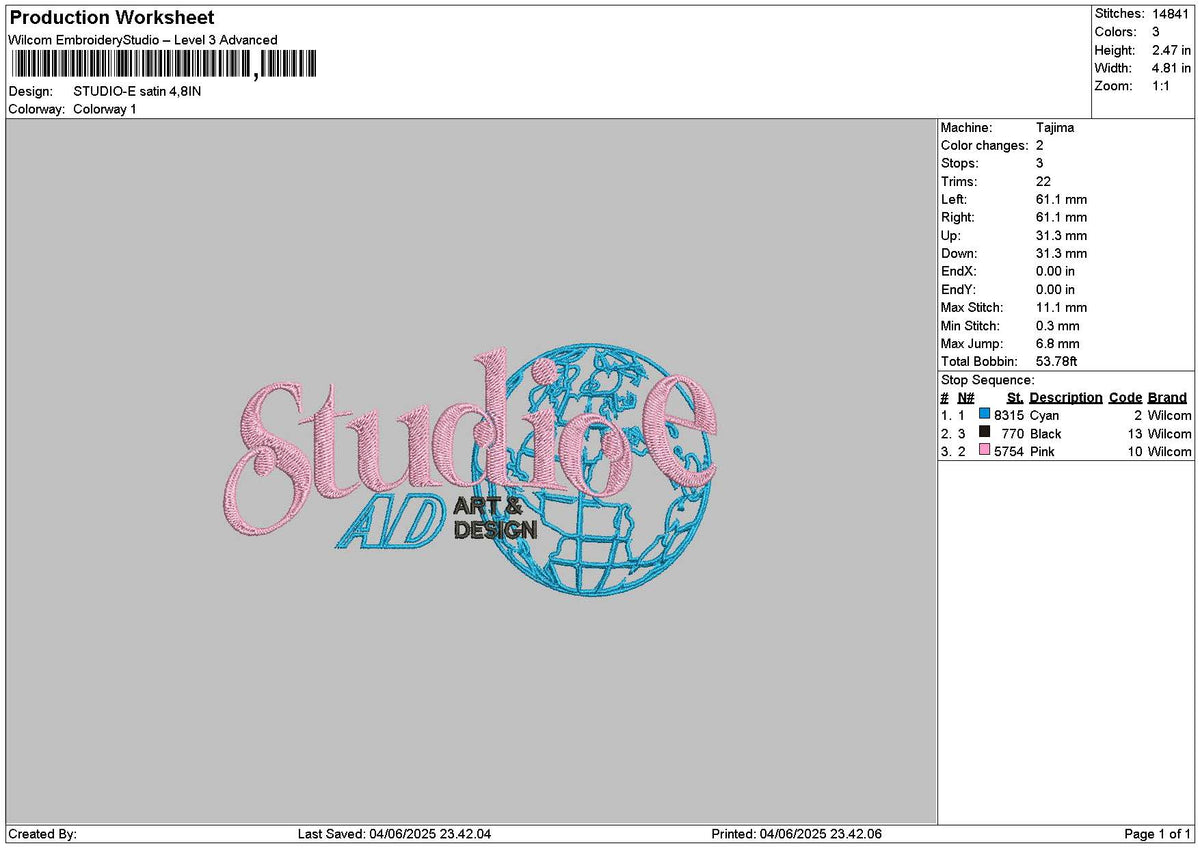 Studio File Size Studioetext Embroidery File 6 sizes – Master Digitizer
