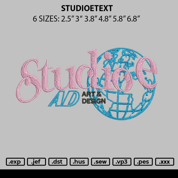 Studioetext Embroidery File 6 sizes