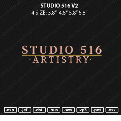 Studio 516 v2 Embroidery File 4 size
