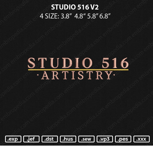 Studio 516 v2 Embroidery File 4 size