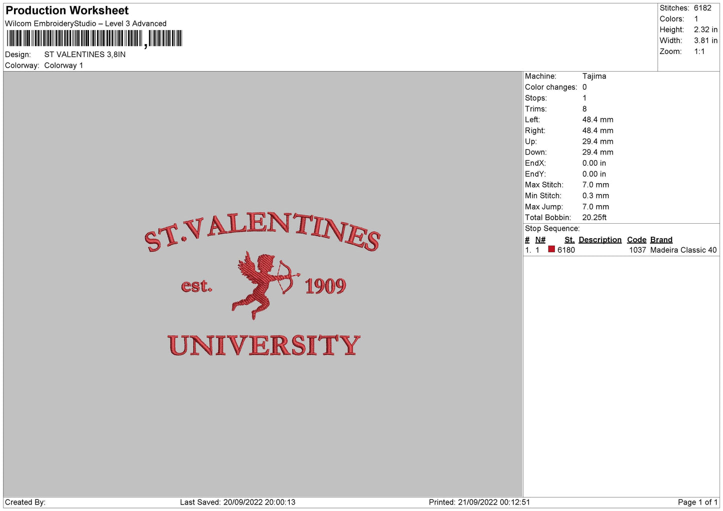 ST Valentines Embroidery File 5 sizes