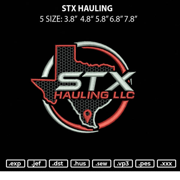 STX Hauling Embroidery File 5 sizes