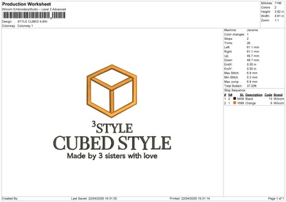 STYLE CUBED Embroidery File 6 size
