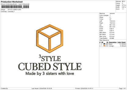 STYLE CUBED Embroidery File 6 size