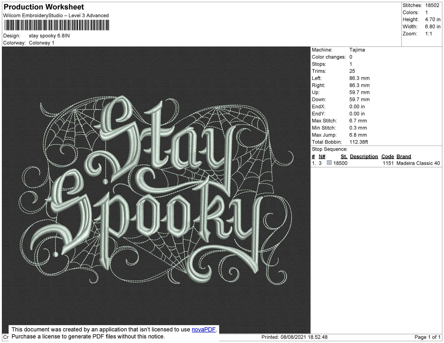 Stay Spooky Embroidery File 4 size