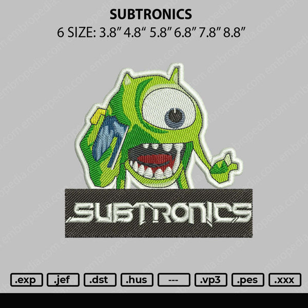 Subtronics Embroidery File 6 sizes