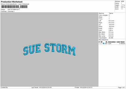 Storm Text Embroidery Machine Design File 6 sizes