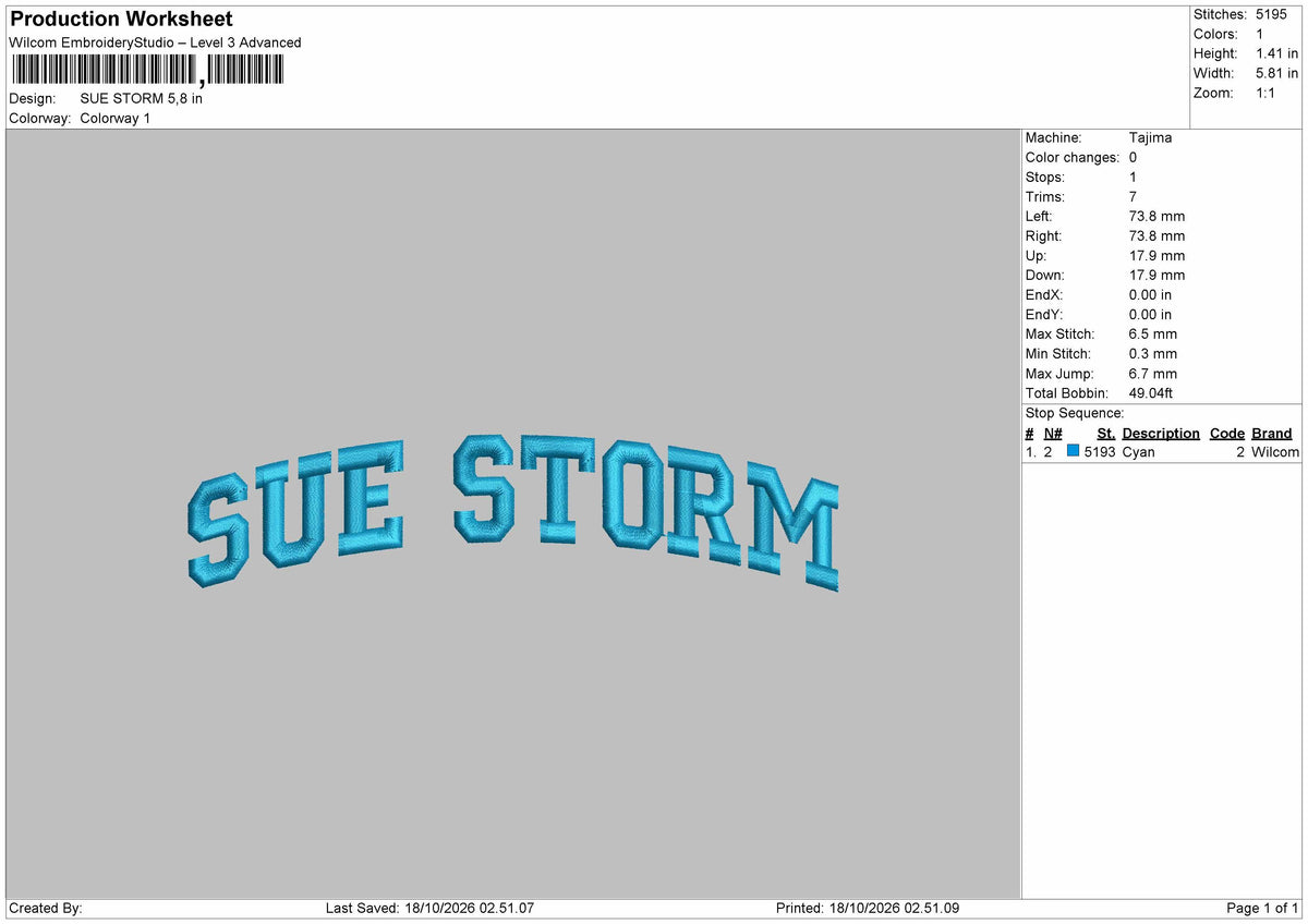 Storm Text Embroidery Machine Design File 6 sizes