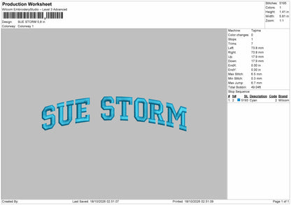 Storm Text Embroidery Machine Design File 6 sizes