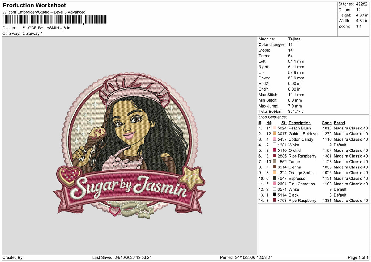 Sugar Text 2410 Embroidery Machine Design File 6 sizes