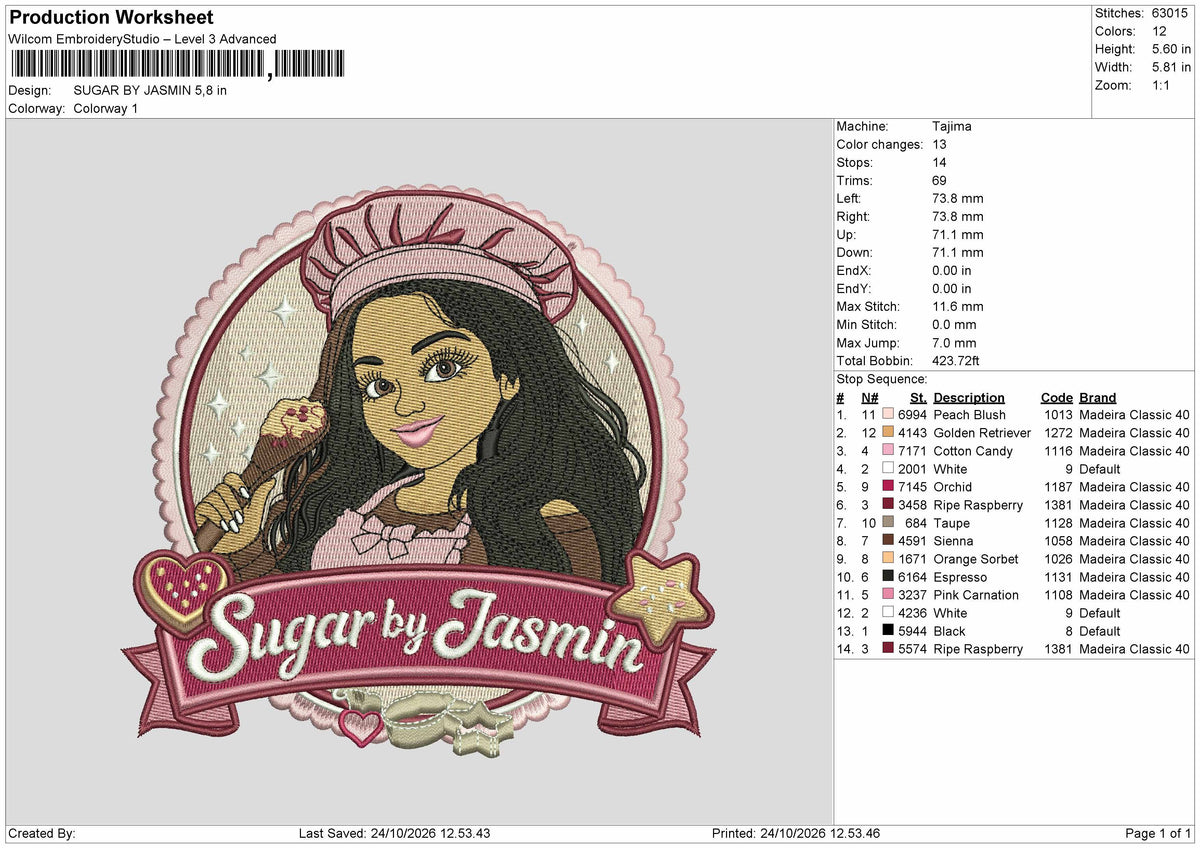 Sugar Text 2410 Embroidery Machine Design File 6 sizes