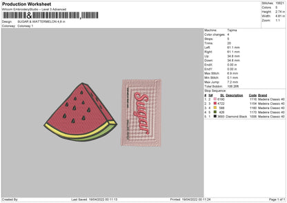 Sugar & Watermelon Embroidery File 4 size