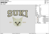 Suki Cat Embroidery File 6 sizes