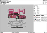 Pink Car 01a Embroidery File 6 sizes