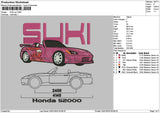 Pink Car 01a Embroidery File 6 sizes