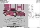 Pink Car 01a Embroidery File 6 sizes