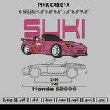 Pink Car 01a Embroidery File 6 sizes