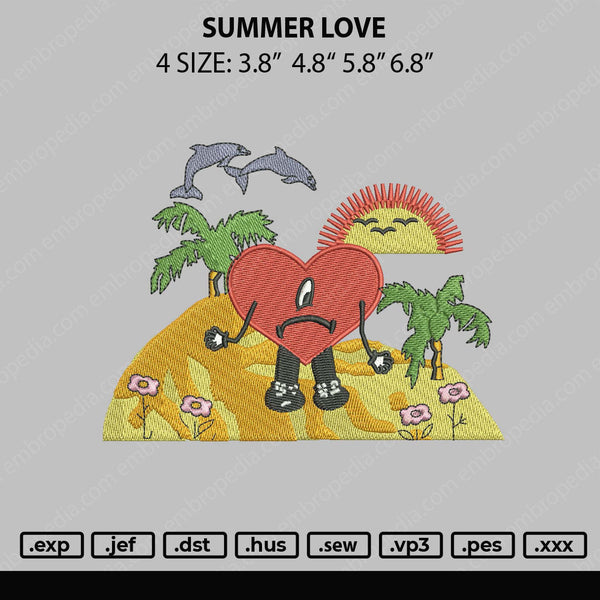 Summer Love Embroidery File 4 size