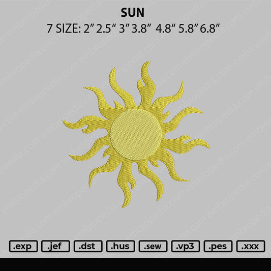 Sun Embroidery File 7 Sizes