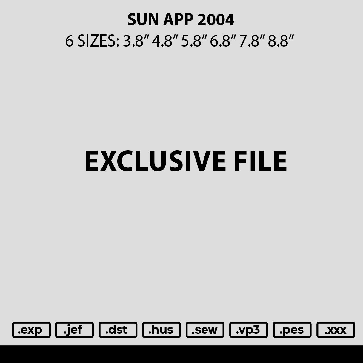 Sun App Embroidery File 6 sizes