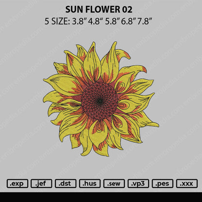 Sun Flower 02 Embroidery File 5 sizes