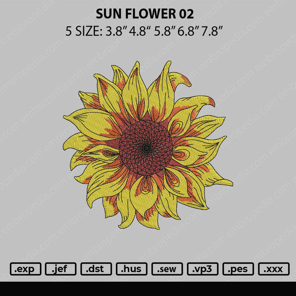 Sun Flower 02 Embroidery File 5 sizes