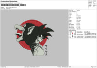 Sun Goku Wolf Embroidery File 4 Sizes