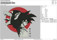 Sun Goku Wolf Embroidery File 4 Sizes