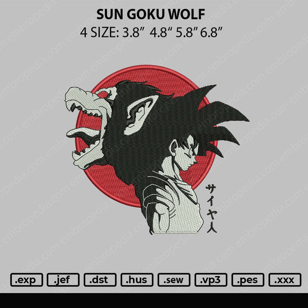 Sun Goku Wolf Embroidery File 4 Sizes